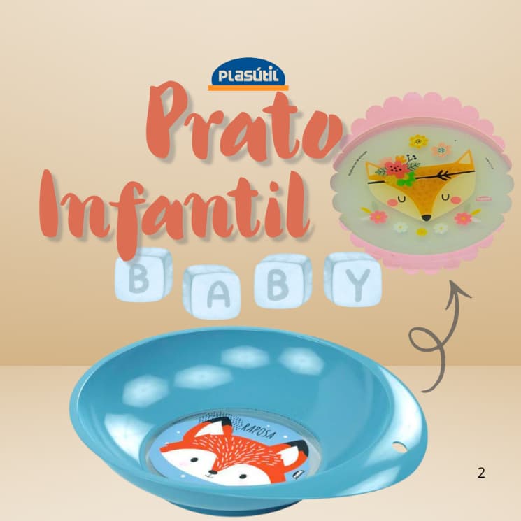 KIT COM 2 PratoS Infantil Decorado raposa de 750ml - qualidade e garantia  Plasútil Opções:
