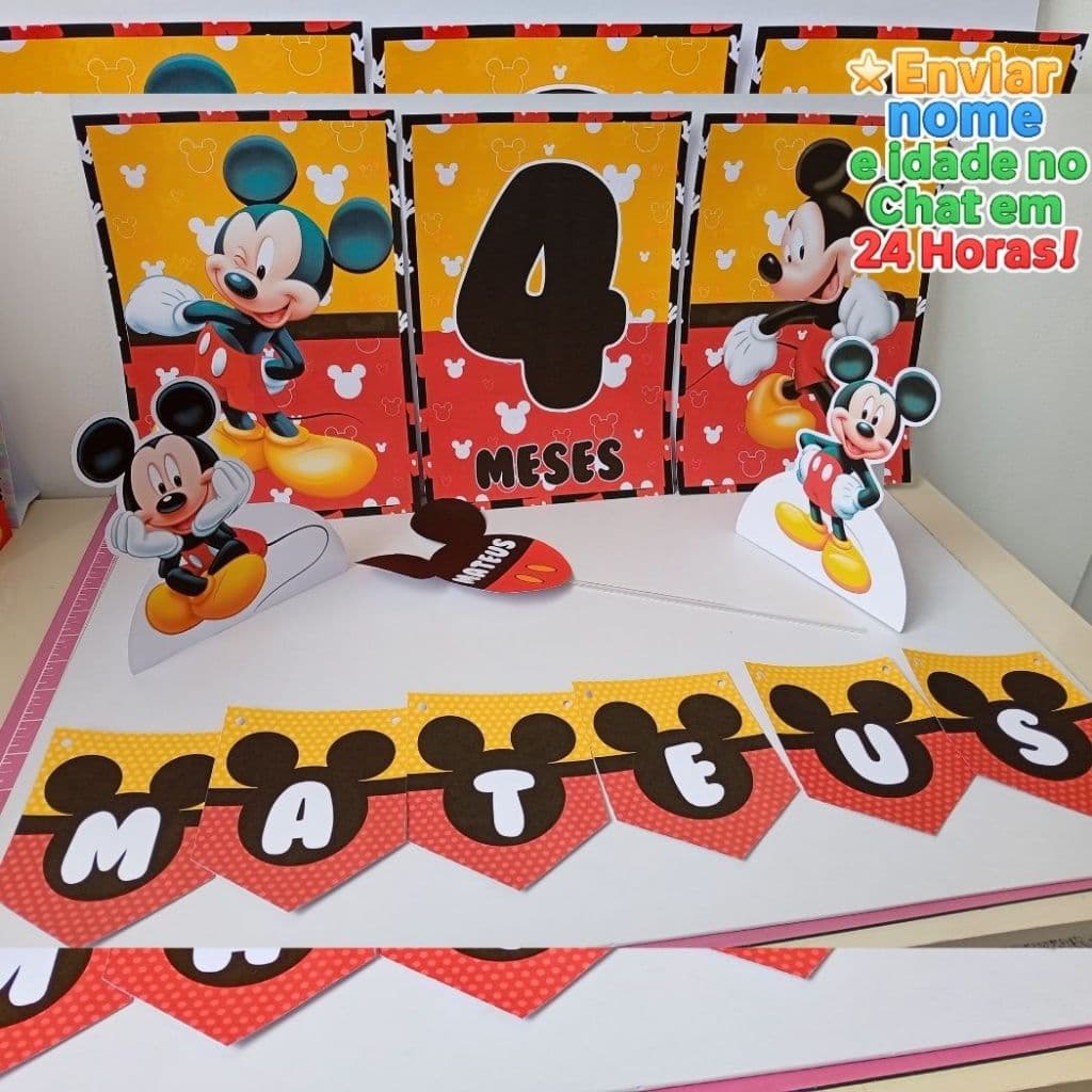 Kit Só Um Bolinho Personalizado Mickey Vermelho/Kit Festa pronto/Lembrancinhas Personalizadas