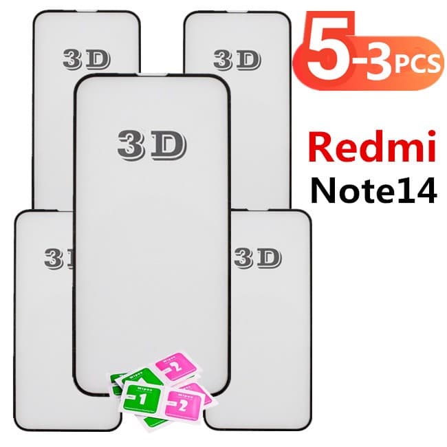 KIT 3Pcs/5Pcs Para Xiaomi Redmi Note 14 - Películas de Vidro 3D