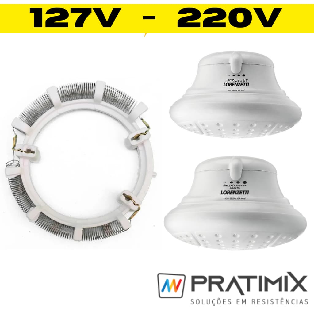 Resistência Chuveiro Bella Ducha Ultra 4T Lorenzetti 127v 5500w 220v 6800w