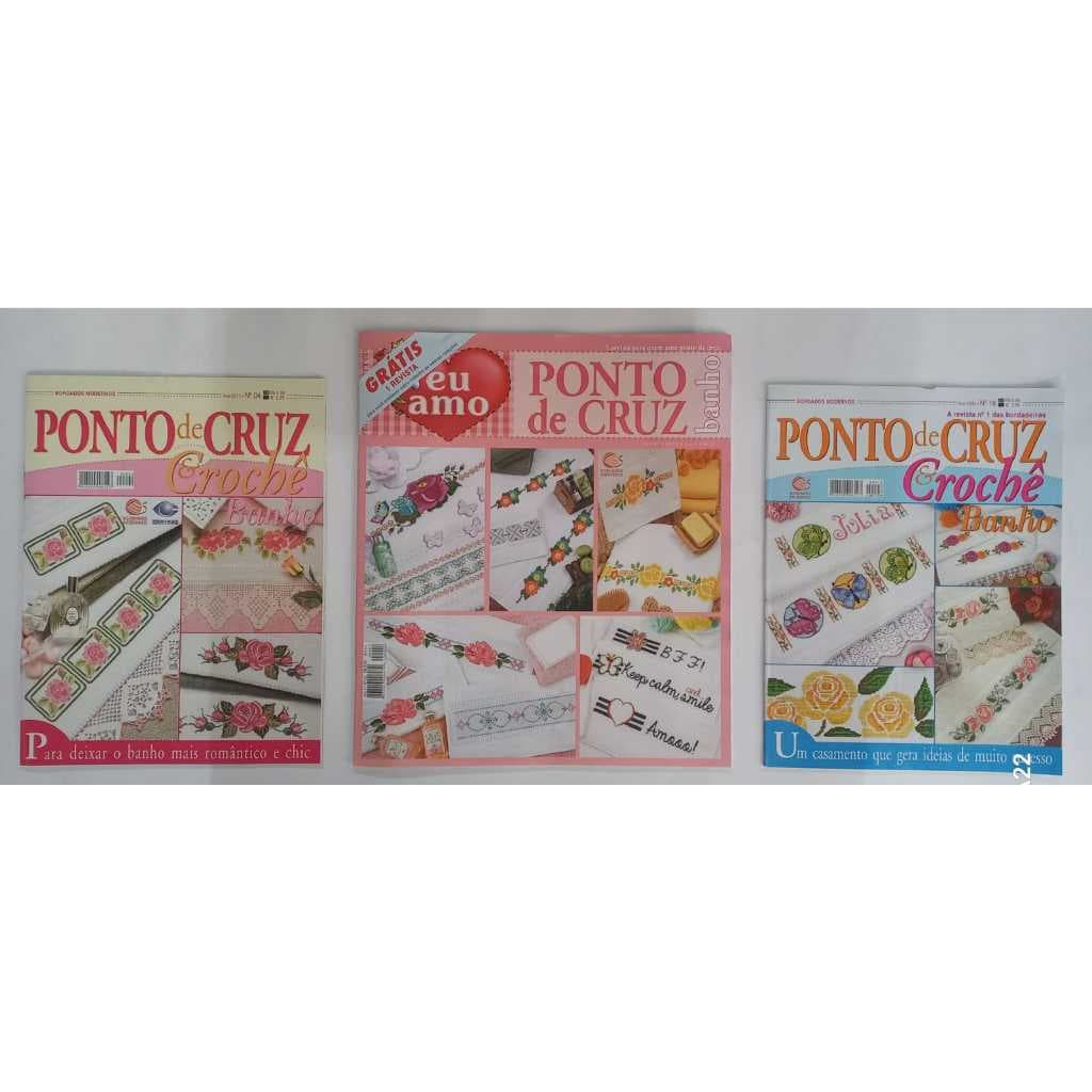 Kit 3 Revistas Ponto De Cruz & Crochê - Especial BANHO
