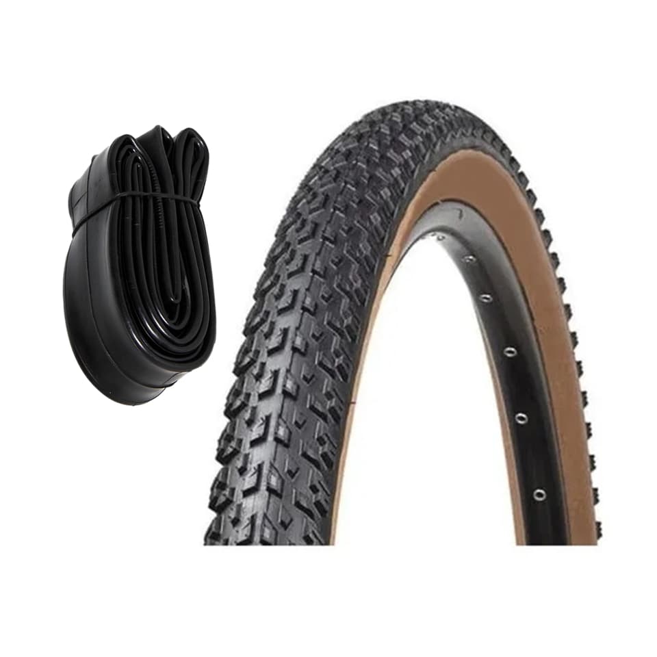 Kit  Camara 29 + Pneu Bicicleta Mtb Bike Aro 29 X 2.10 Faixa Marrom Cravo Balão