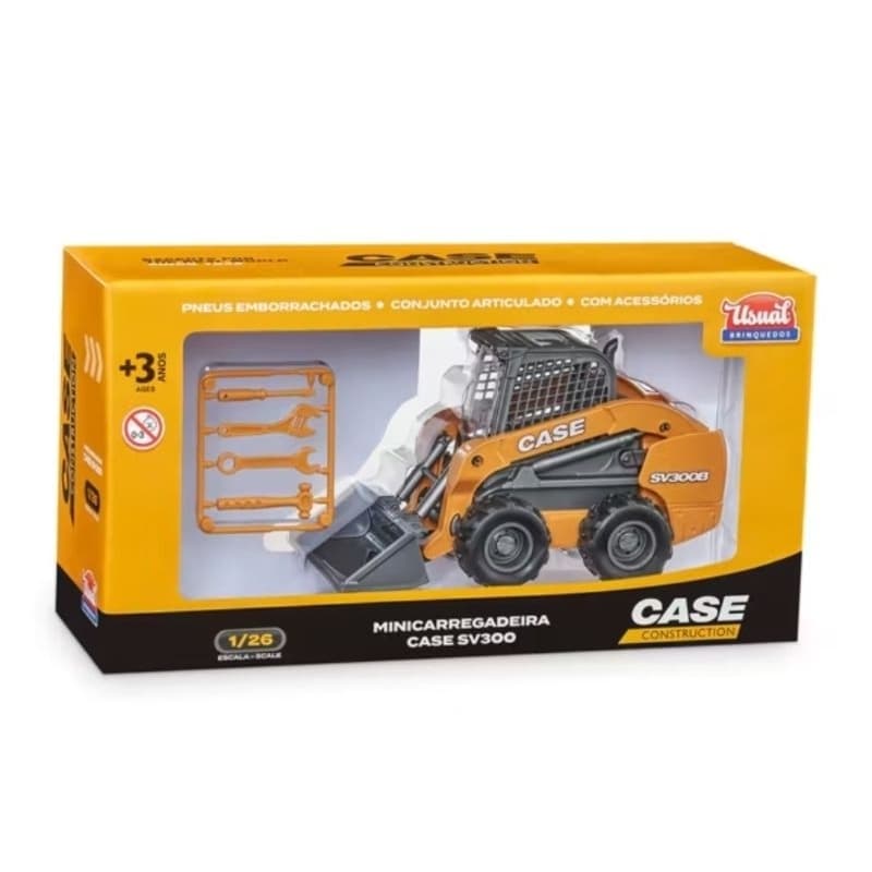 🚜 Mini Carregadeira CASE SV300 – Brinquedo 1:26 com Acessórios | Usual Brinquedos 🧰