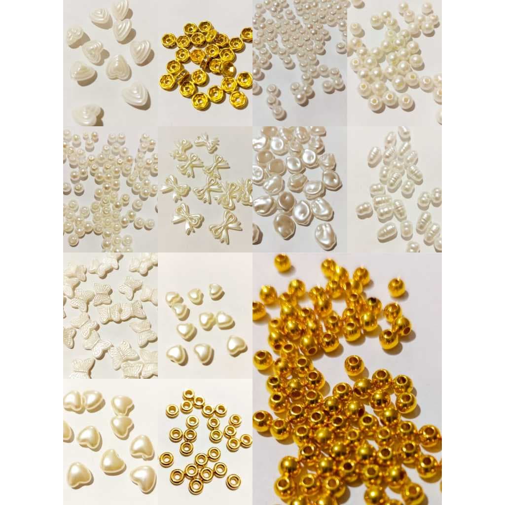 Kit 1000 Miçangas Variadas Tipo Pérolas Bolas Coração Estrela Mix Bolinha Douradas para fazer Pulseiras e Bijouteria