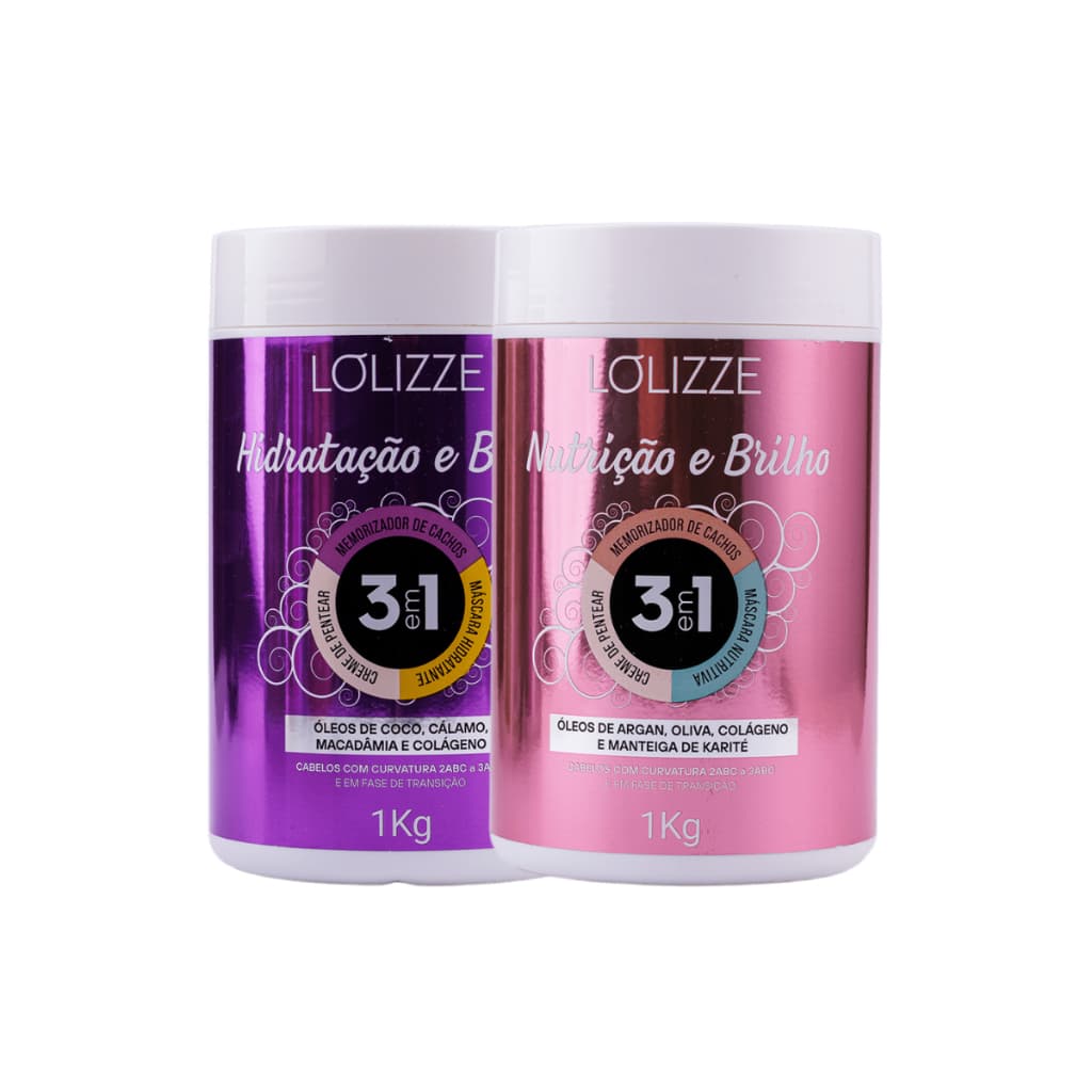 Memorizador de Cachos 3 em 1/Máscara Nutritiva e Creme de Pentear - Lolizze 1KG