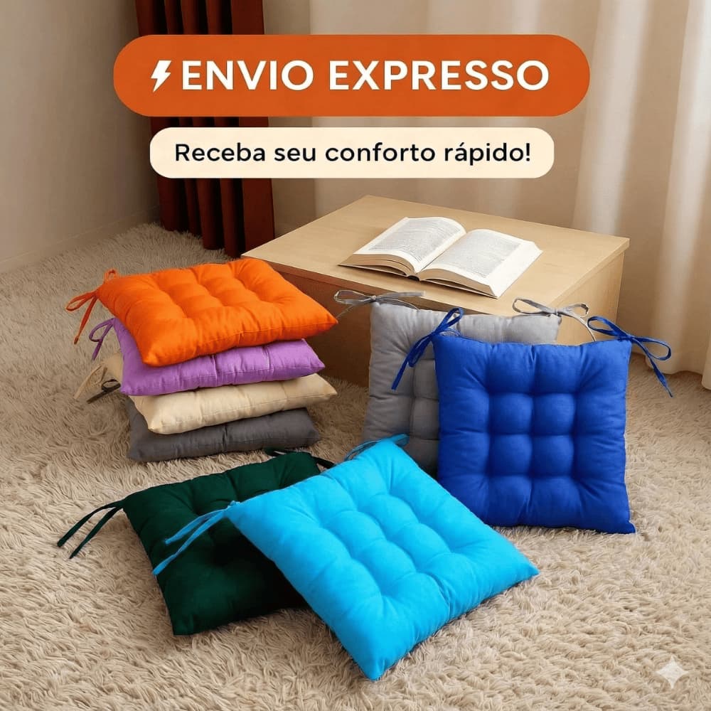 Futon 40x40 Oxford Colorido Liso Assento Turco Quadrado Alto