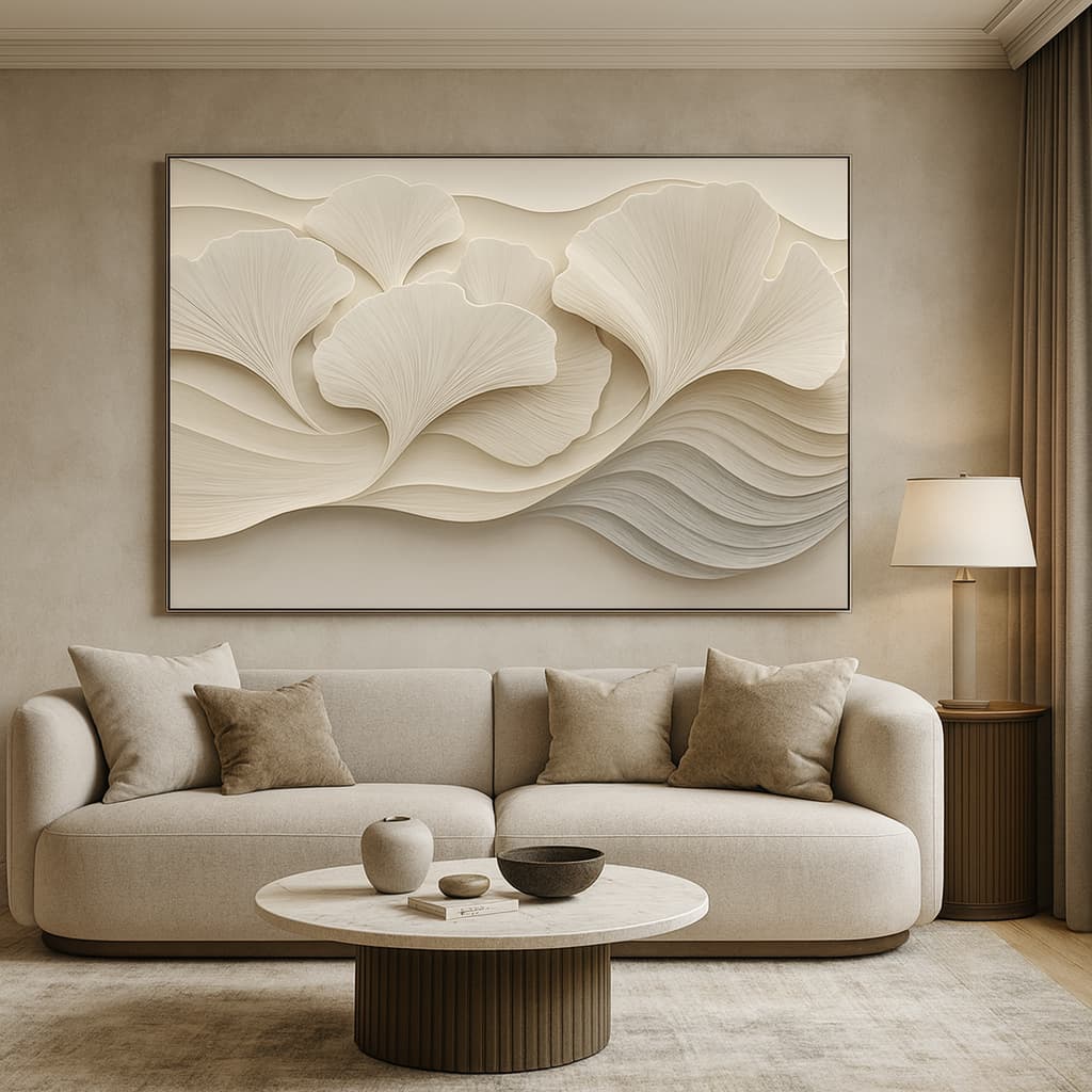 Quadro Decorativo Gigante Moldura 80x120 Cm Luxuoso Ginkgo