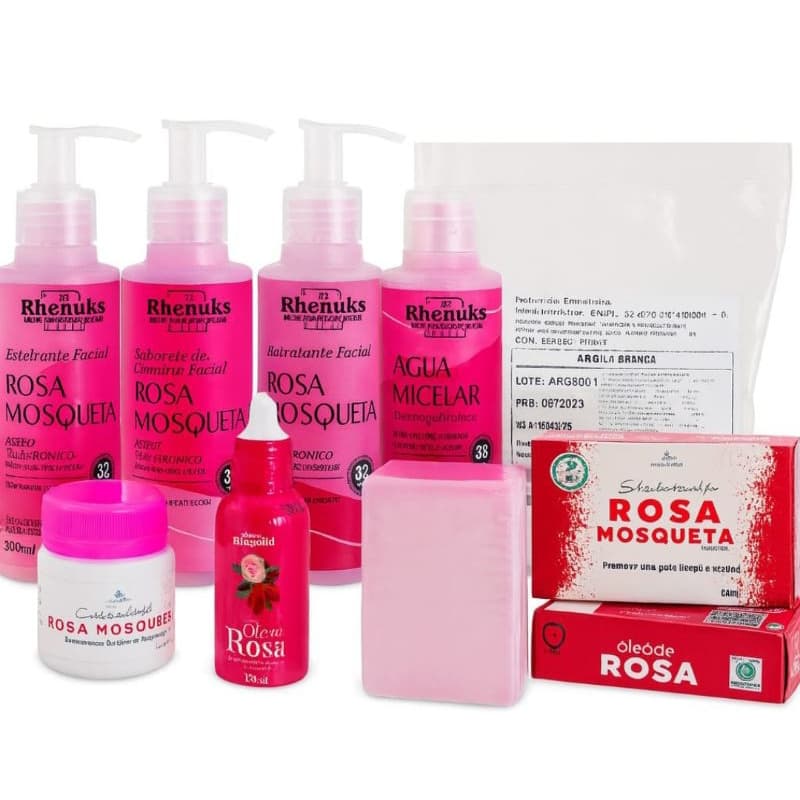 KIT Clareador de pele (8 itens) - Esfoliante + Sabonete Facial + Hidratante Facial + Água Micelar + Argila Branca