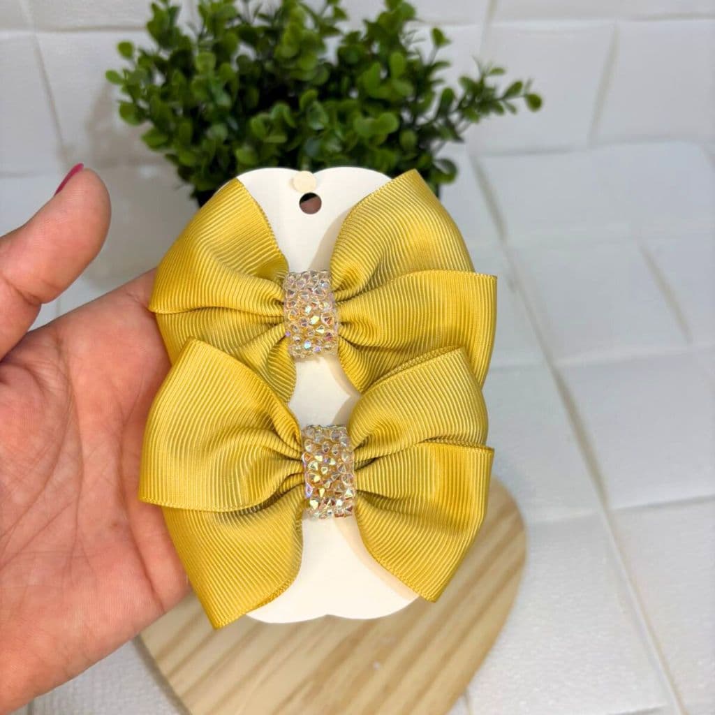 Laços de cabelo infantil dourado Luxo