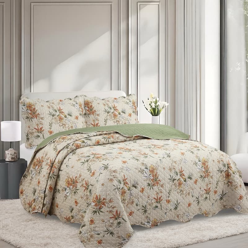kit Colcha Cobre Leito Solteiro Casal Queen King 3 Peças Dupla Face Estampada Matelado Boutis Florida Cama Box