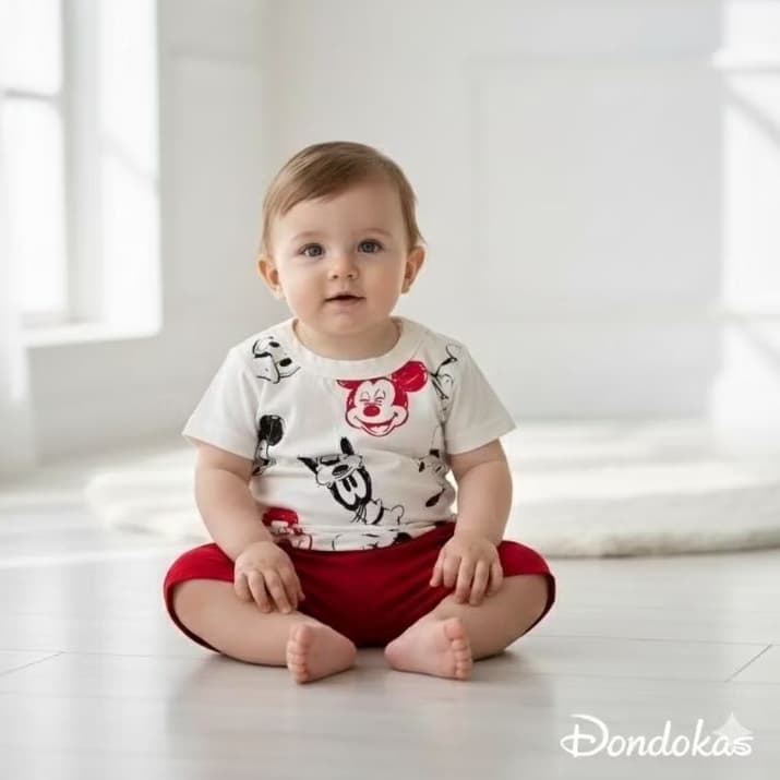 Conjunto Bebê Masculino Short e Camisa Confortável Malha Roupas de Bebê Menino até 5 Meses