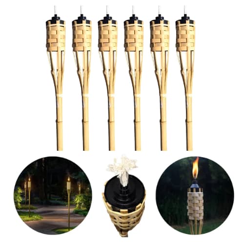 Kit 6 Tochas Bambu Vidro  120cm Lamparina Festa Temática Decoração Tropical Natal/Ano Novo Casamento Luau