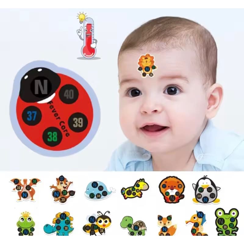 Termômetro Adesivo Infantil criancas  Kit com 4 adesivos descartáveis,  modelos aleatórios.