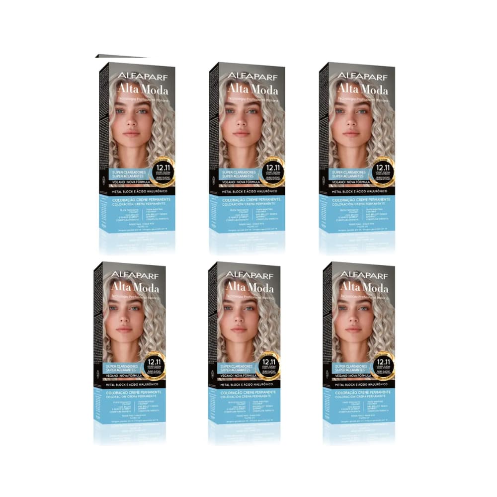 Kit c/6 unid. Tintura Alta Moda 12.11 Louro Platina Cinza Intenso
