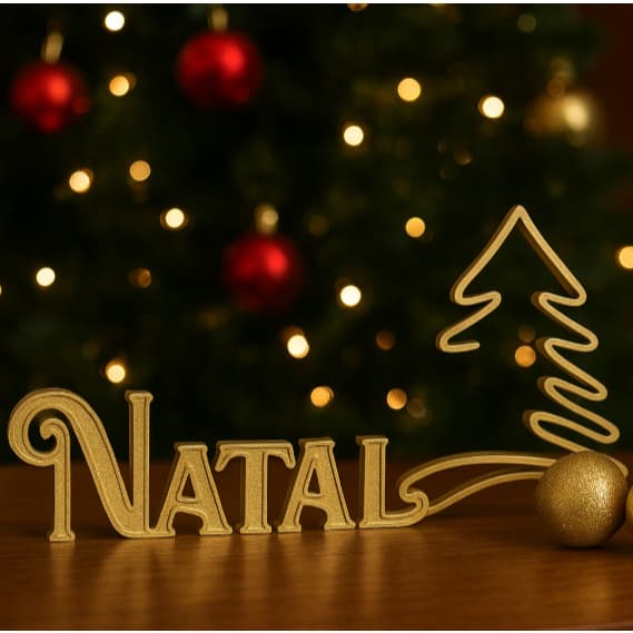 Kit Natal Árvore de Natal 18cm + Letreiro Natal 20cm