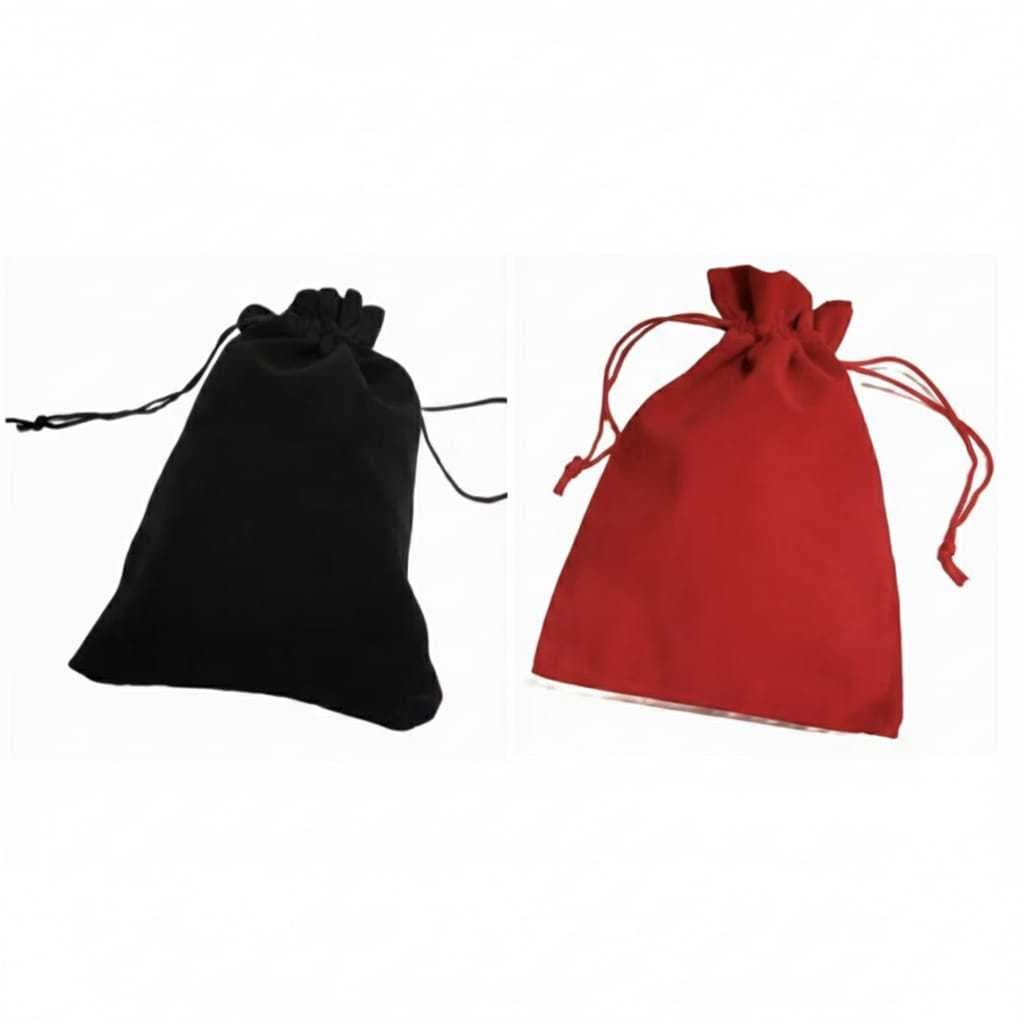 saquinhos De Veludo Premium Tamanho 13x18-CM Para Joias Bijuterias Presentes Cor Preto e Vermelho.