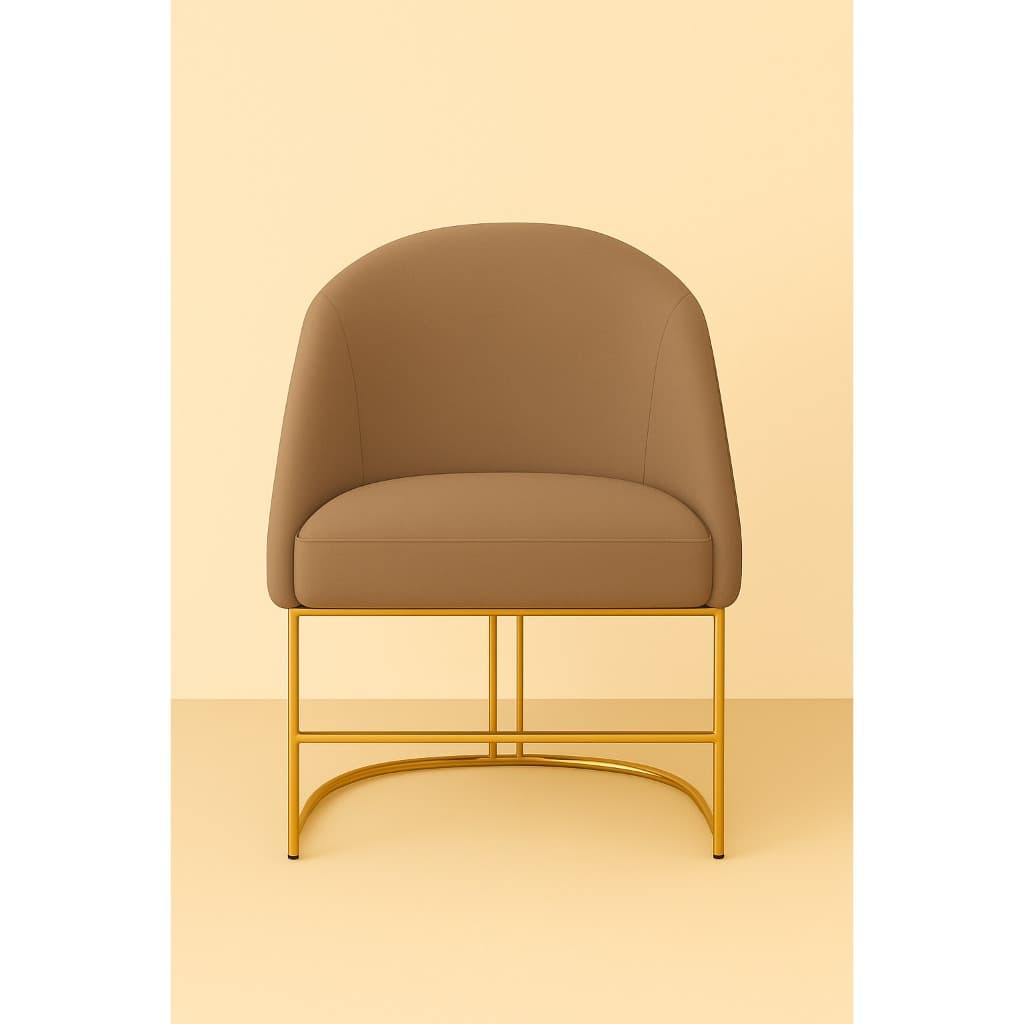 Cadeira Poltrona Lua Mesa de Jantar  Base Metálica Industrial Dourado