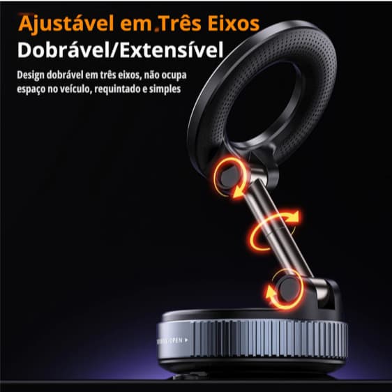 Suporte Magnético Forte Para Telefone Carro Design Dobrável 360 ° A Vácuo Ajustável/Mesa/Banheiro