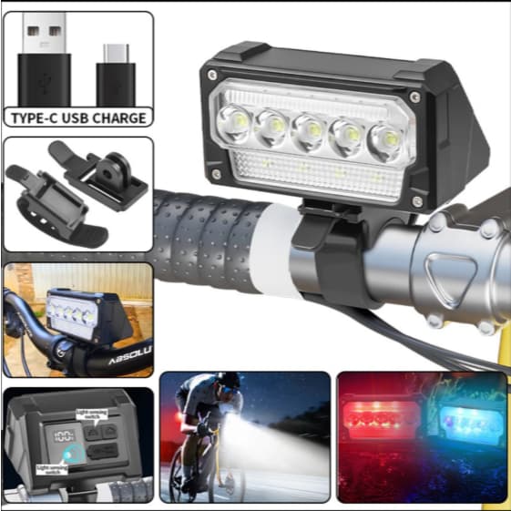 Sinalizador Bicicleta Farol Led Bike Recarregável USB Lanterna Luz Dianteira Lúmens Super Potente Noturno Acessórios