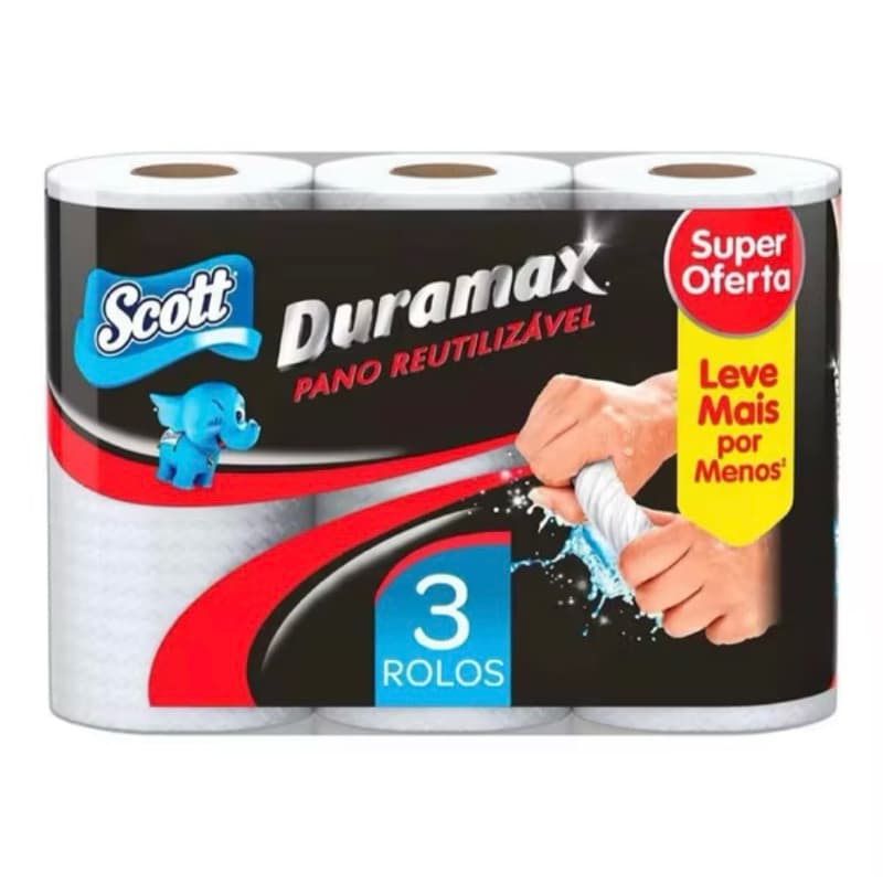 Kit 3/6/9/12 Pano Duramax Scott Reutilizavel Branco Limpeza Multiuso Toalha Lavavel Picotado