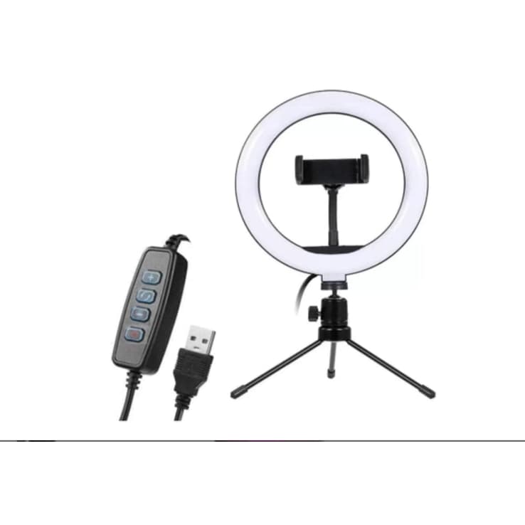 Ring Light Iluminador LED 8 Polegadas com Tripé e Suporte para Celular