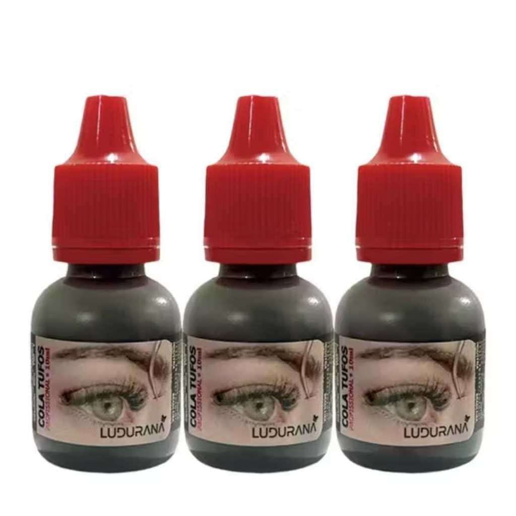 Kit 3 Unidades Cola para Tufos de Cílios Profissional Ludurana 10ml | Alta Fixação e Secagem Rápida | Uso Profissional