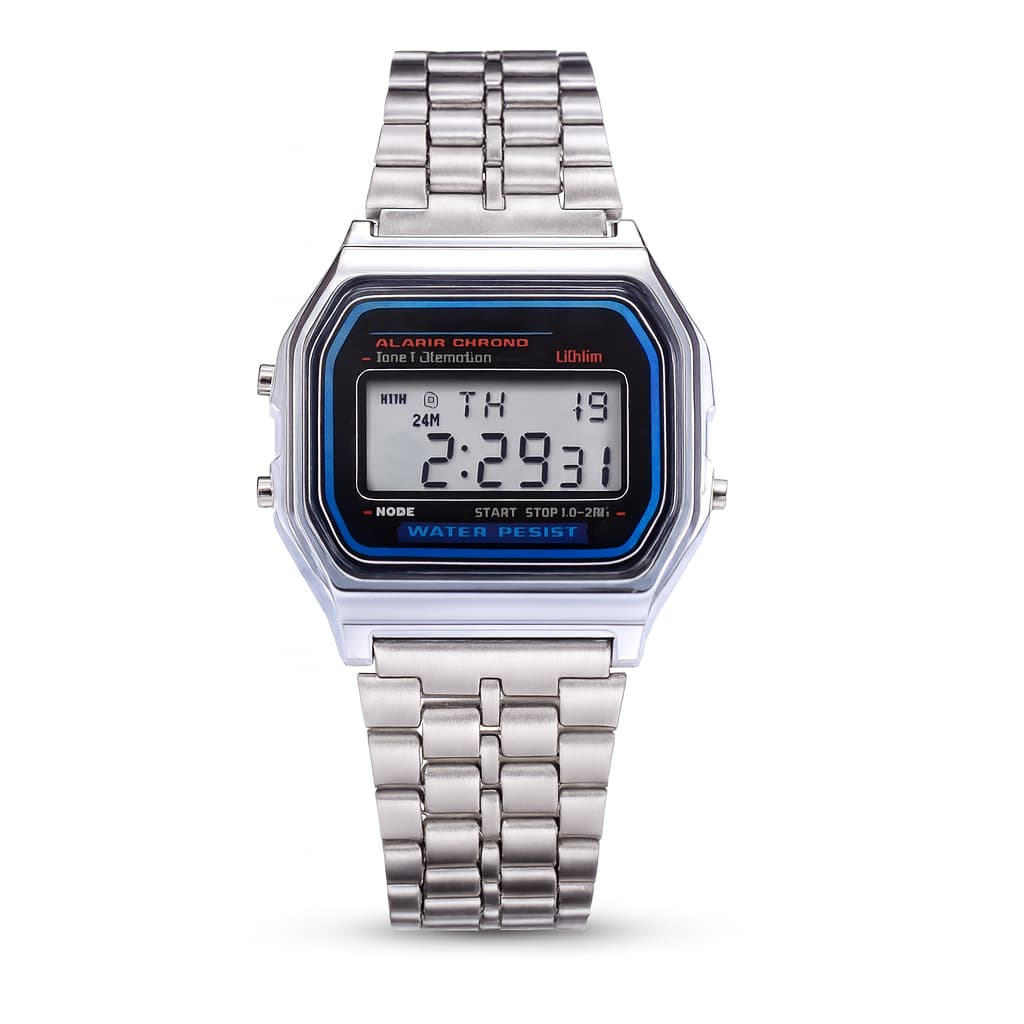 relogio feminino vintage digital aço vintage prata LED pulseira de aço barato quadrado