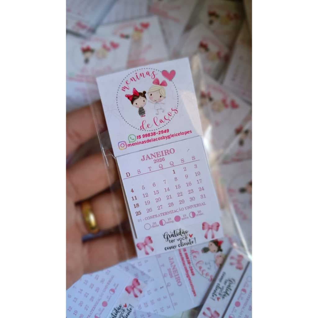 50 un. Mini calendário Geladeira/Lembrancinha personalizado
