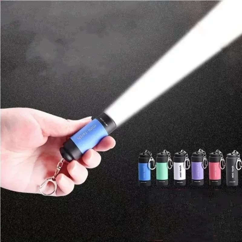 Lanterna Mini LED Chaveiro – USB Recarregável, Impermeável, Ideal para Casa, Carro e Camping