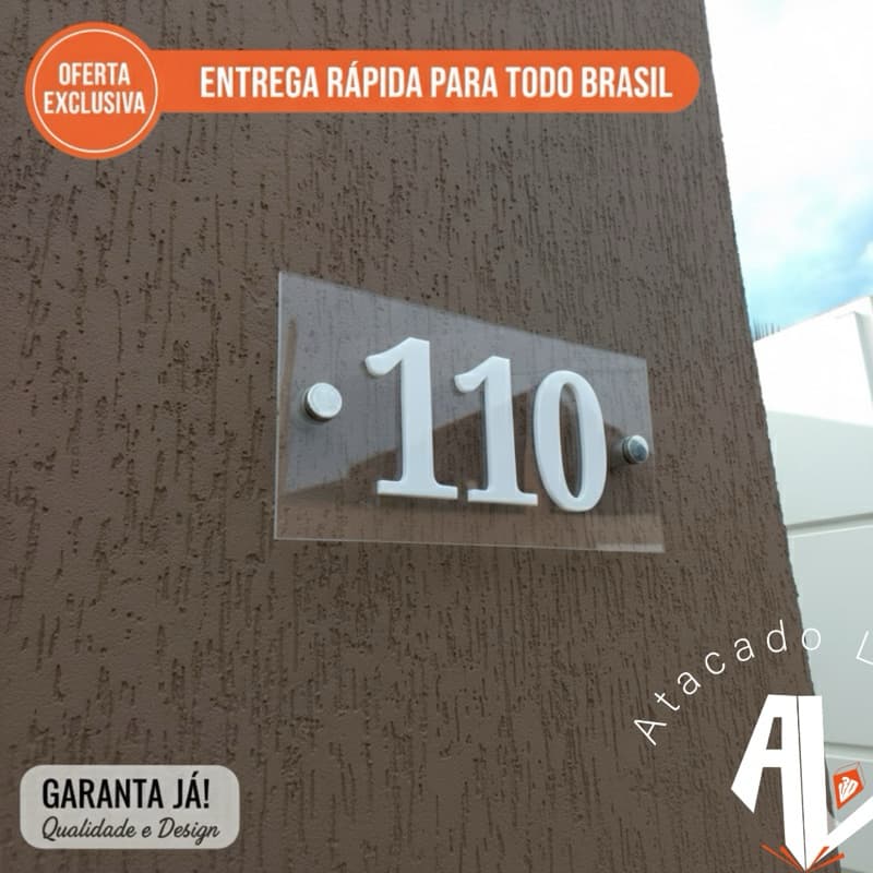Placa Número Casa Acrílico Alta Durabilidade 30x20cm