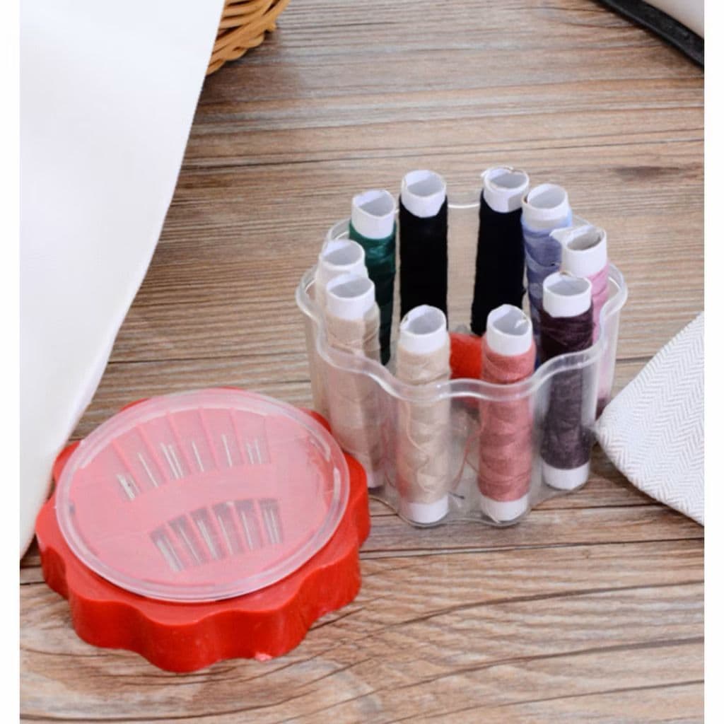 Kit Costura Com  diversas Agulhas 12 Rolos Linhas Doméstico, fita métrica, tesourinha, 2 passador de linha
