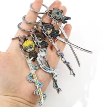 Chaveiros Demon Slayer em Metal – Tanjiro, Zenitsu, Inosuke e Giyu para Colecionadores
