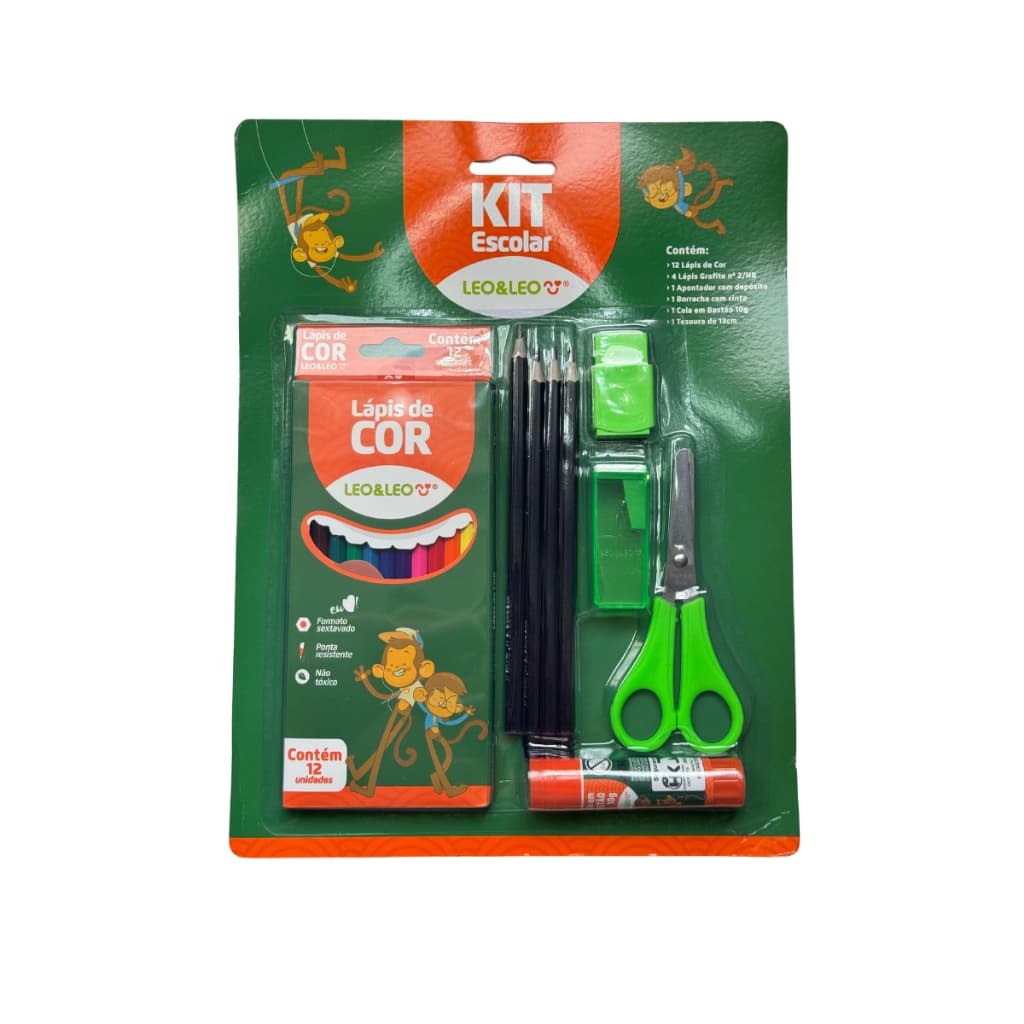 Kit Escolar Lapis De Cor 12 Cores + Acessorios