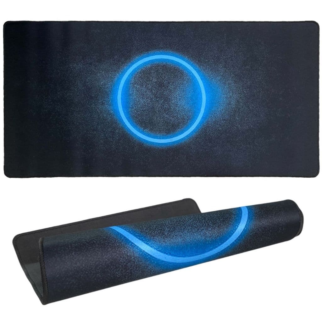 Mouse Pad Grande 70x35 Gamer Speed Tamanho Grande Circulo De Luz Azul