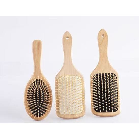 Escova De Cabelo De Bambu Natureza Antiestática De Madeira Couro Cabeludo Massagem Pente Almofada De Ar Ferramentas De E