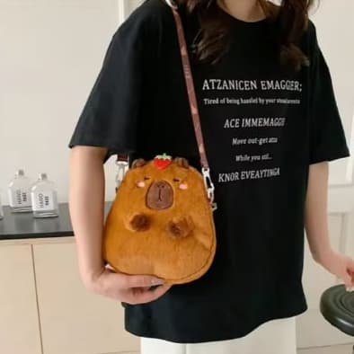 Capivara material escolar pelúcia fofo kawaii volta às aulas escola Bolsa estojo chaveiro caneta