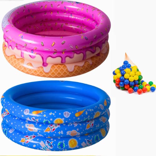 Piscina Inflável Infantil 3 Anéis Sorvete/Astronauta Maxsol 88L 76cm Ark Brasil|Certificado Inmetro