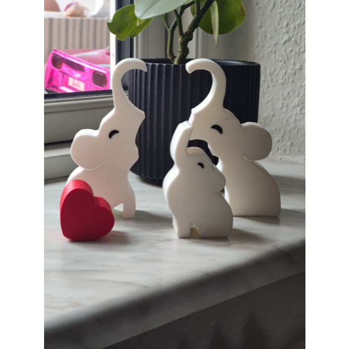 Decoração Família Elefante 3D – Pai, Mãe e Filhote | Impressão 3D | Várias Cores e Tamanhos