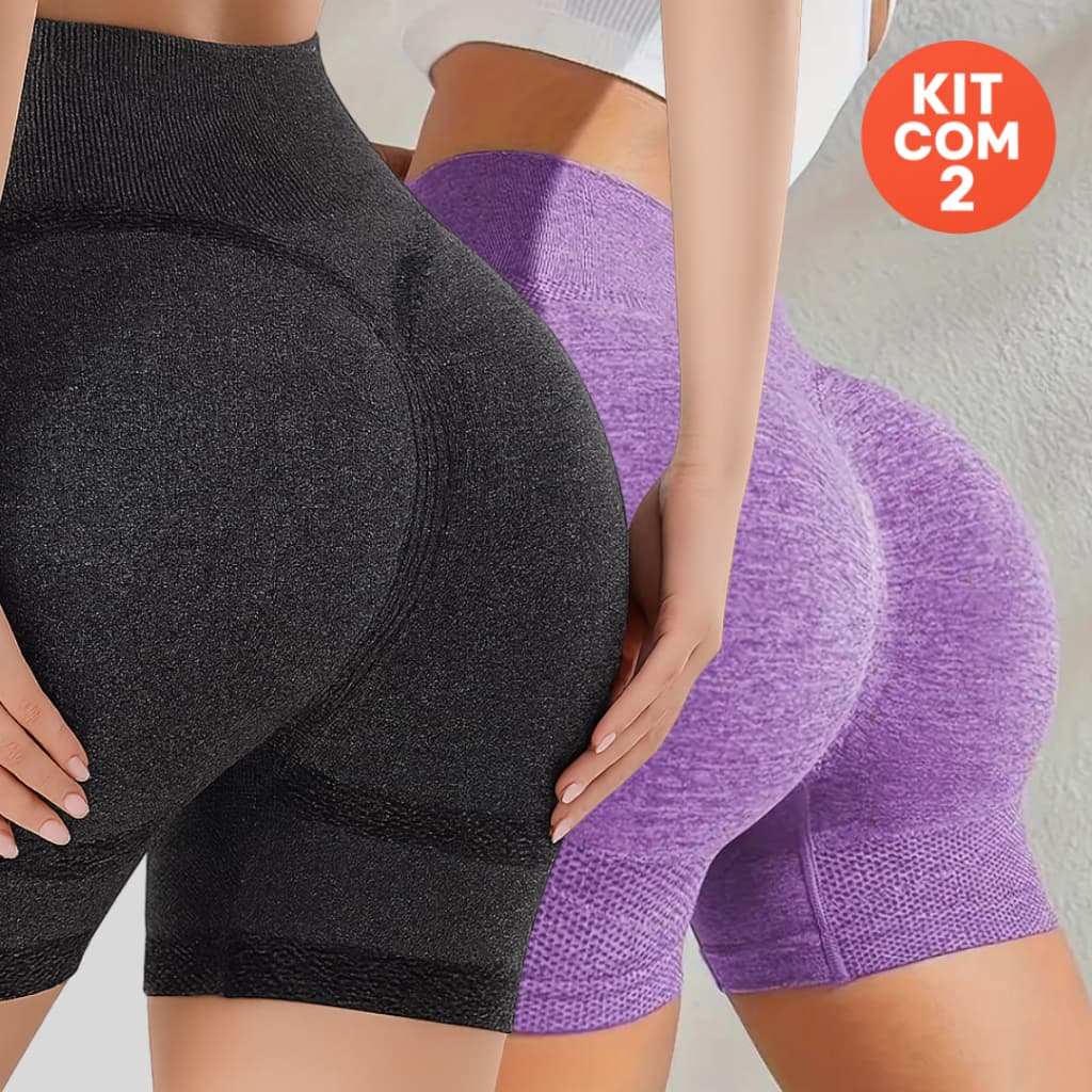 Kit com até 2 Shorts Suplex Fitness Feminino Levanta Bumbum Academia