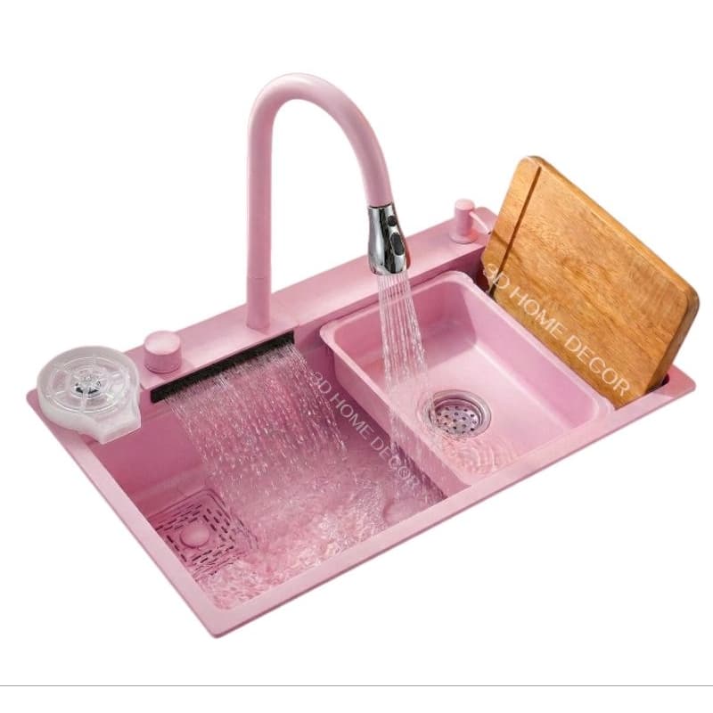 Cuba De Cozinha INOX Rosa Com Torneira Cozinha Bancada Monocomando Rosa Torneira Com Extensor Rosa Metal Sabão