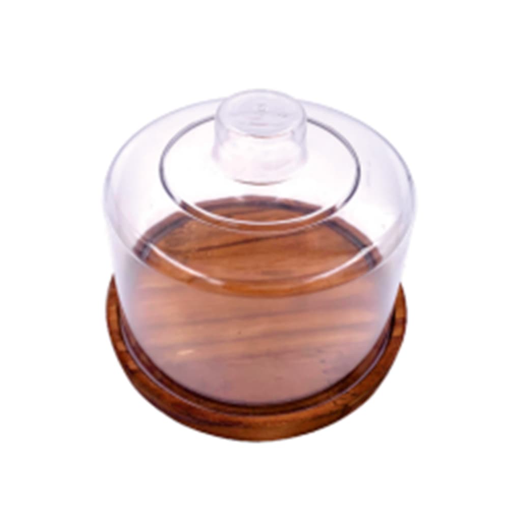 OFERTA 9.9 Queijeira Madeira Rústica Pequena 14cm com Tampa de Acrílico R- PQ, Cozinha, Mesa Posta, Petiscos