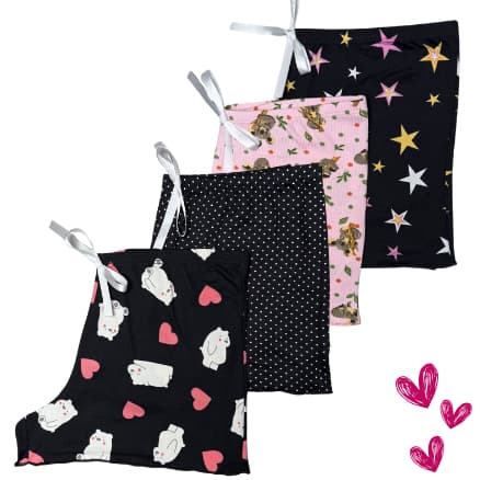 Kit 4 Shorts de Dormir Pijama Suede Confortável Feminino Toque de Algodão