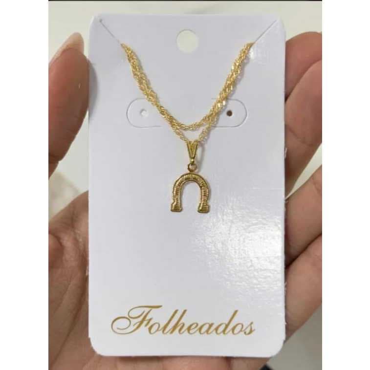 Colar Pingente de Ferradura folheado