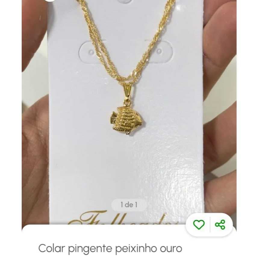 Colar Pingente peixinho dourado folheado