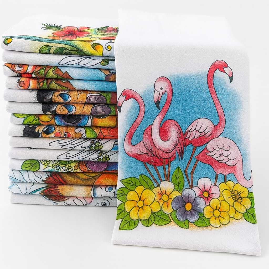 Pano De Prato Estampado Bainha Kit Com 10 Peças 100% algodão