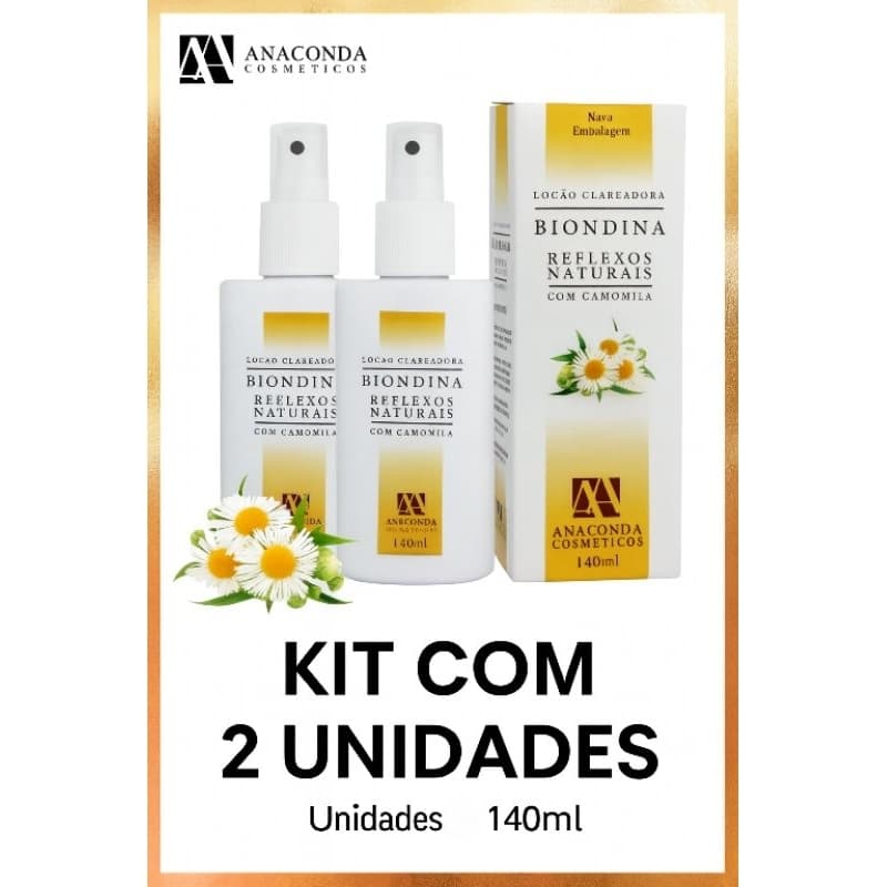 kit 2 Anaconda Biondina Clareador Reflexos Naturais Loção Clareadora Loiro Rapido - 140ml