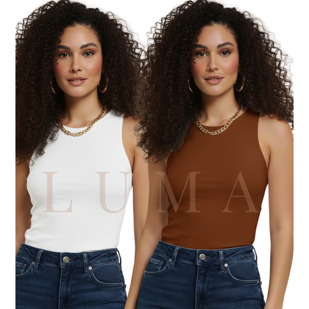 KIT 2 Regatas Casual Basica Suplex Duplo forro frente e costa Blusa Feminina Blogueira Tendencia