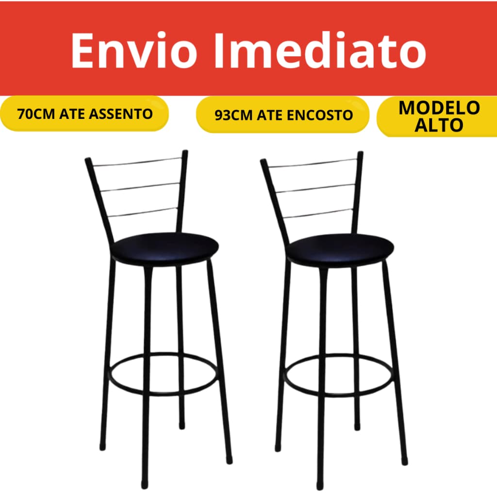 KIT 2 BANQUETAS ALTA 3 ARAME AÇO BALCÃO COZINHA  bancada balcão bares área gourmett