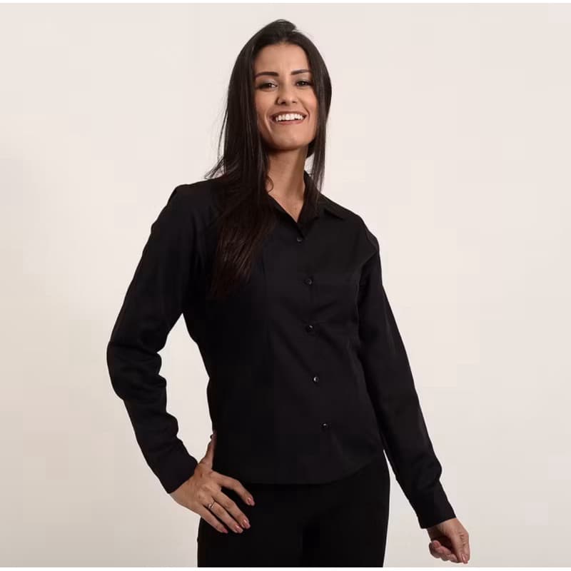 Camisa  branca ou preta feminina social manga longa para trabalho.