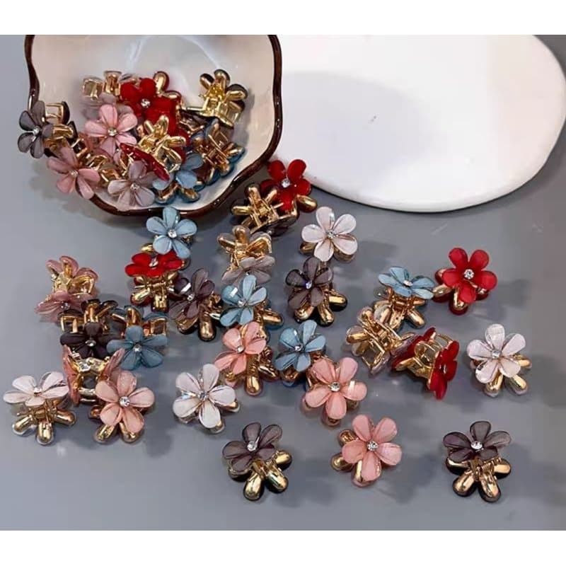 Mini Flor, Presilhas De Cabelo Decorativas Falsa E Strass